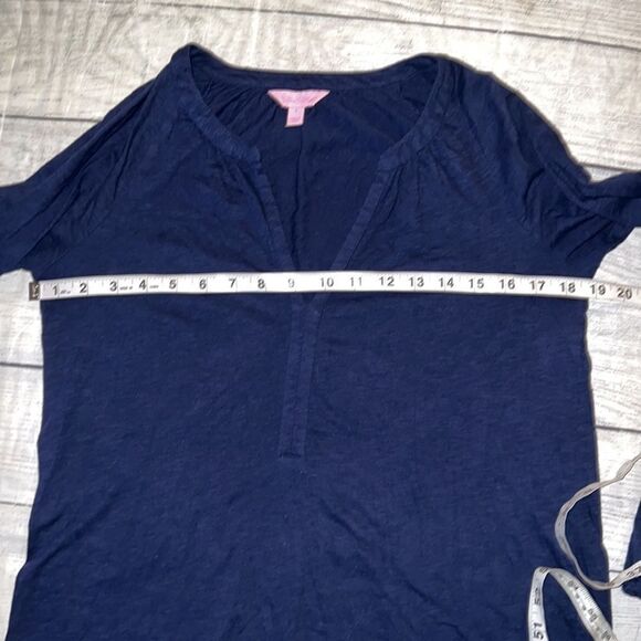 Lilly Pulitzer Meg Long Sleeve Navy Top V-Neck Basic sz S Small - Picture 5 of 8